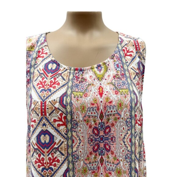 Rachel Zoe 100% Linen Sleeveless Mini Dress Multicolor Printed A-Line Women M - Picture 10 of 10